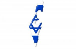 Umrisskarte von Israel mit der Landesflagge