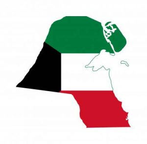 Umrisskarte von Kuwait mit der Landesflagge
