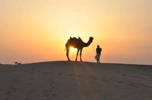 Sonnenuntergang in der heißen Wüste